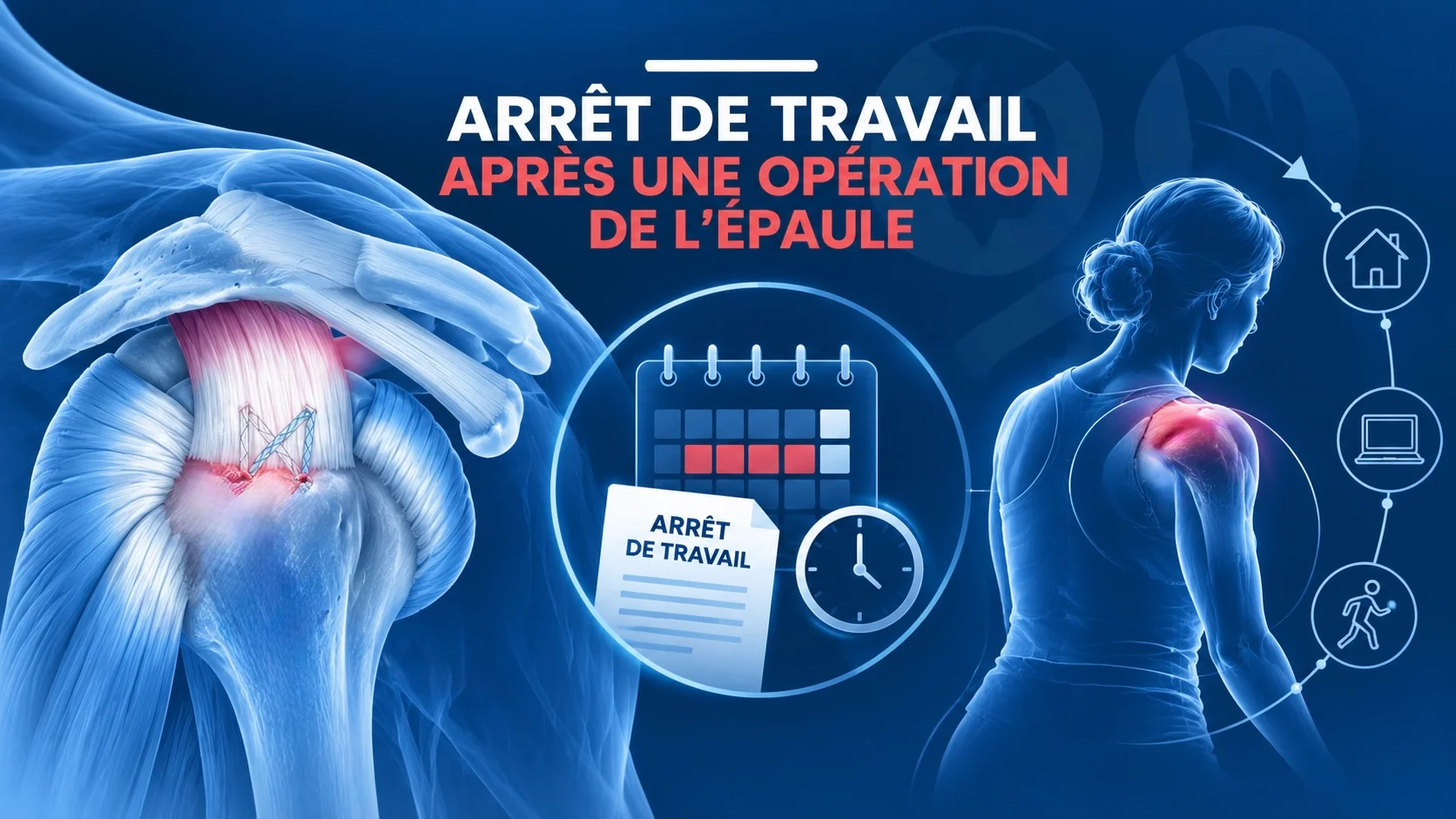 Arrêt de travail après une opération de l'épaule : coiffe des rotateurs réparée, calendrier de l'arrêt et étapes de reprise du travail selon le poste